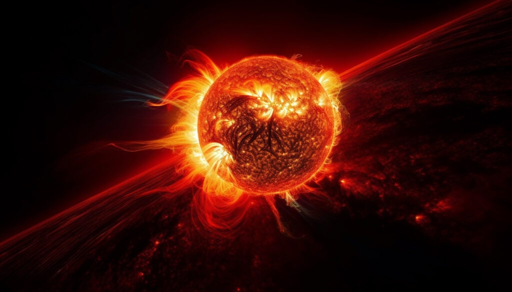 futuristic spaceship orbits glowing planet deep space galaxy generated by ai Futuristic spaceship orbits glowing planet in deep space galaxy generated by AI