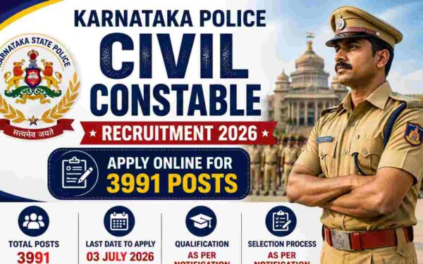 Karnataka Police Civil Constable Recruitment 2026 Apply Online for 3991 Posts