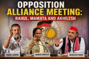Opposition Alliance Meeting: Rahul, Mamata, and Akhilesh together in Delhi, DMK’s absence fuels political debate.