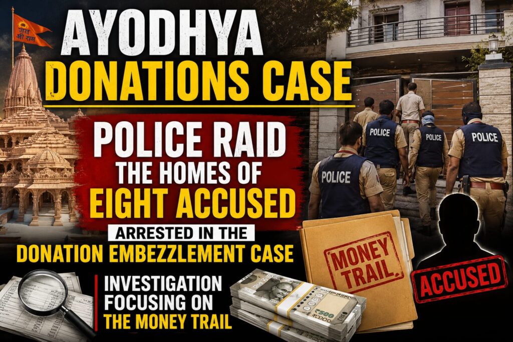 Ayodhya Donations Case: Police raid the homes of 8 accused arrested in the donation embezzlement case, investigation focusing on the money trail.