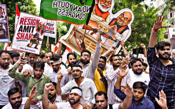 Youth Congress surrounds BJP headquarters in Delhi, demands Amit Shah’s resignation; activists take to the streets