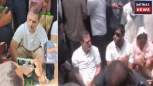 Rahul Gandhi Stages Sit-In Protest Outside Police Station, Demands FIR In Pellet Gun Case