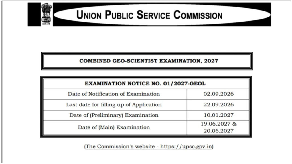 UPSC Geo Scientist Recruitment 2026-27 Job, know all details
